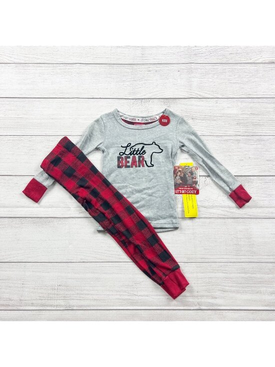 Let's Get Cozy Other - Lets Get Cozy Kids Little Bear Pajama Set Red Buffalo Plaid Sleepwear NWT 2T